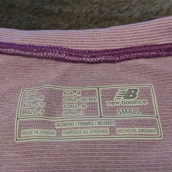 New Balance Lightning Dry purple stripe tee size small - Picture 2 of 5